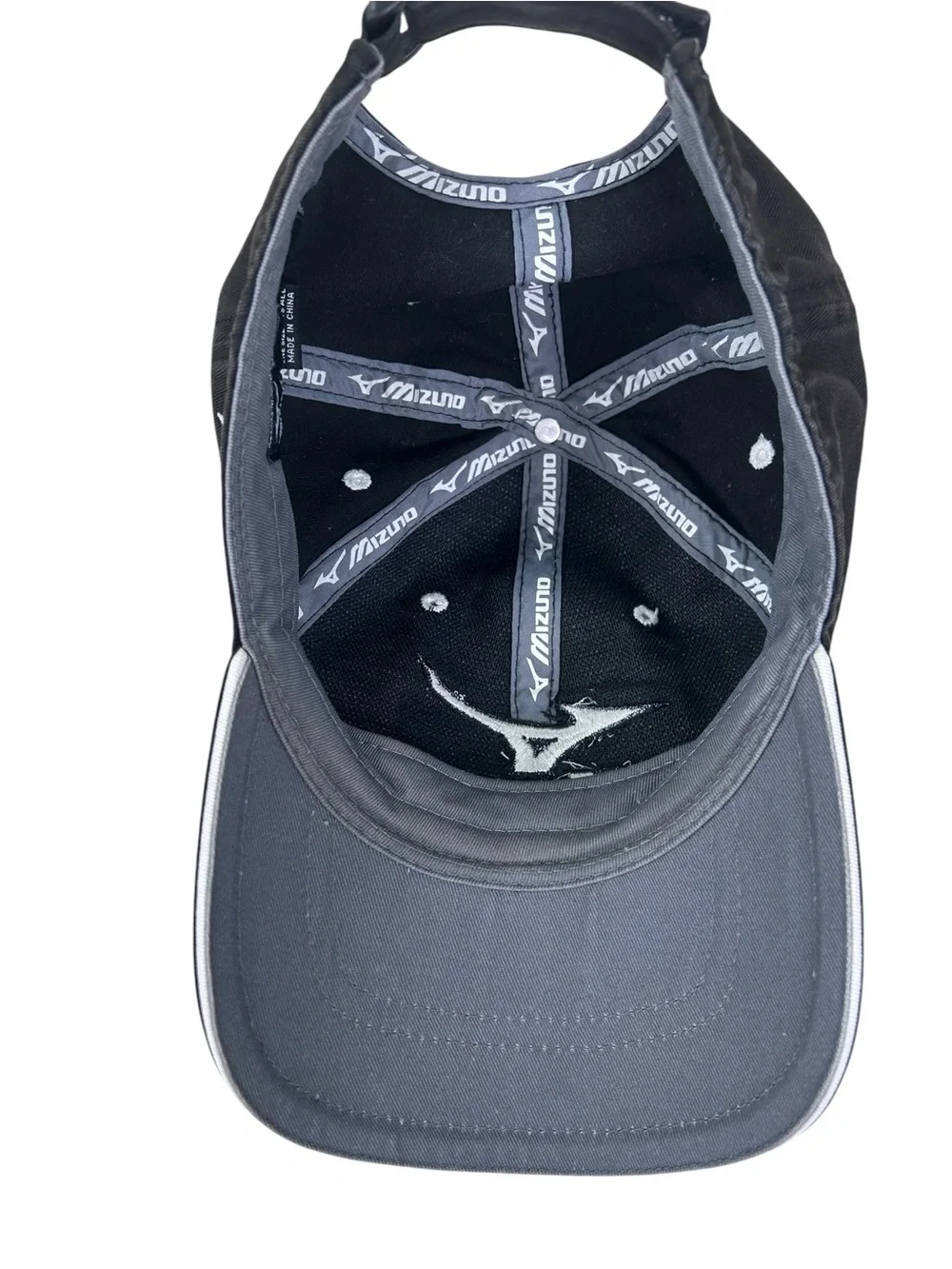 Vintage Y2K Mizuno Hat Black RunBird Logo Embroidered Strapback Baseball Cap